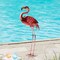 38.5"H/36.25"H Metal Standing Flamingo Garden Statue with Stakes